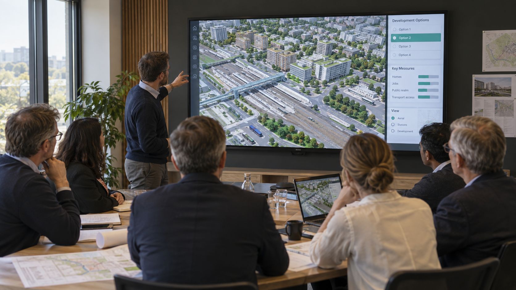 Stakeholders working with the live digital model